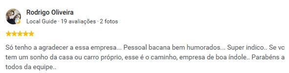 Avaliação de Rodrigo Oliveira no Google